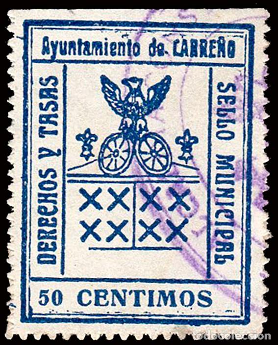 Sellos: Asturias - Vi&ntilde;etas - S/Cat o 50 cts. Ayuntamiento de Carre&ntilde;o