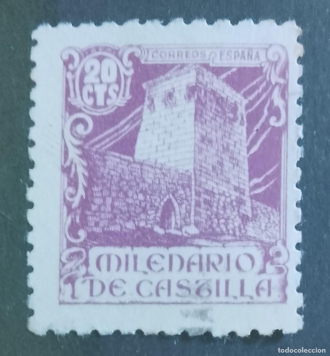 Sellos: ESPA&Ntilde;A - V/F 20 CTS - EDIFIL 977 - A&Ntilde;O 1944 - MILENARIO DE CASTILLA, T0RRE