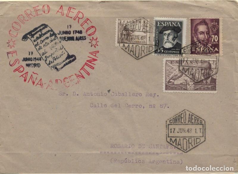 Sellos: FA5235. 1948, Correspondencia de Madrid a Rosario de Santa Fe (Argentina)