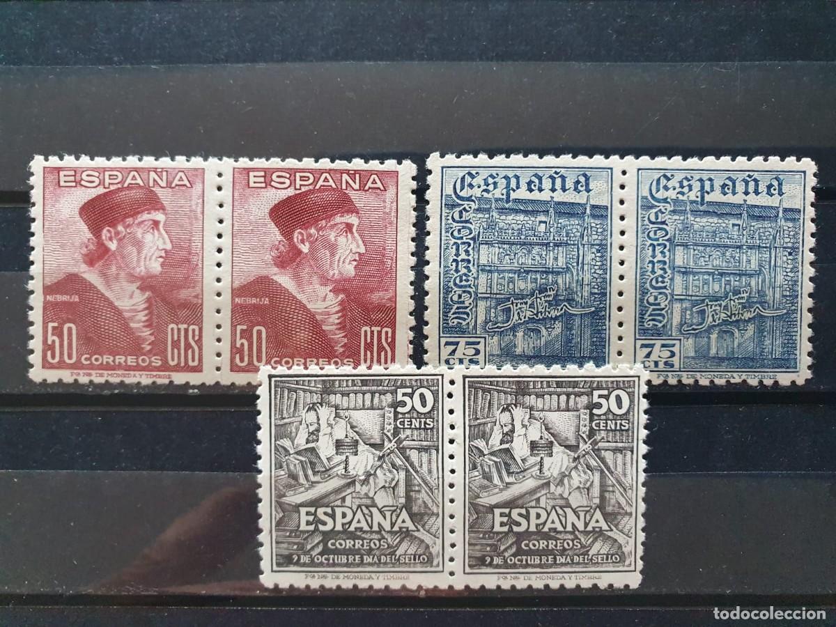 Sellos: EDIFIL 1002 ** + 1003 ** + 1012 ** EN PAREJAS ESPA&Ntilde;A 1946 1947
