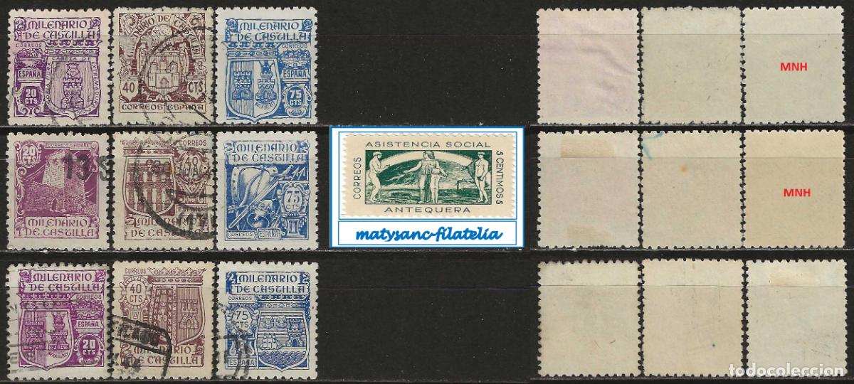 Selos: ESPA&Ntilde;A 1944. EDIFIL 974/982. SERIE COMPLETA &rdquo;MILENARIO DE CASTILLA&rdquo;. VER IM&Aacute;GEN. L1.