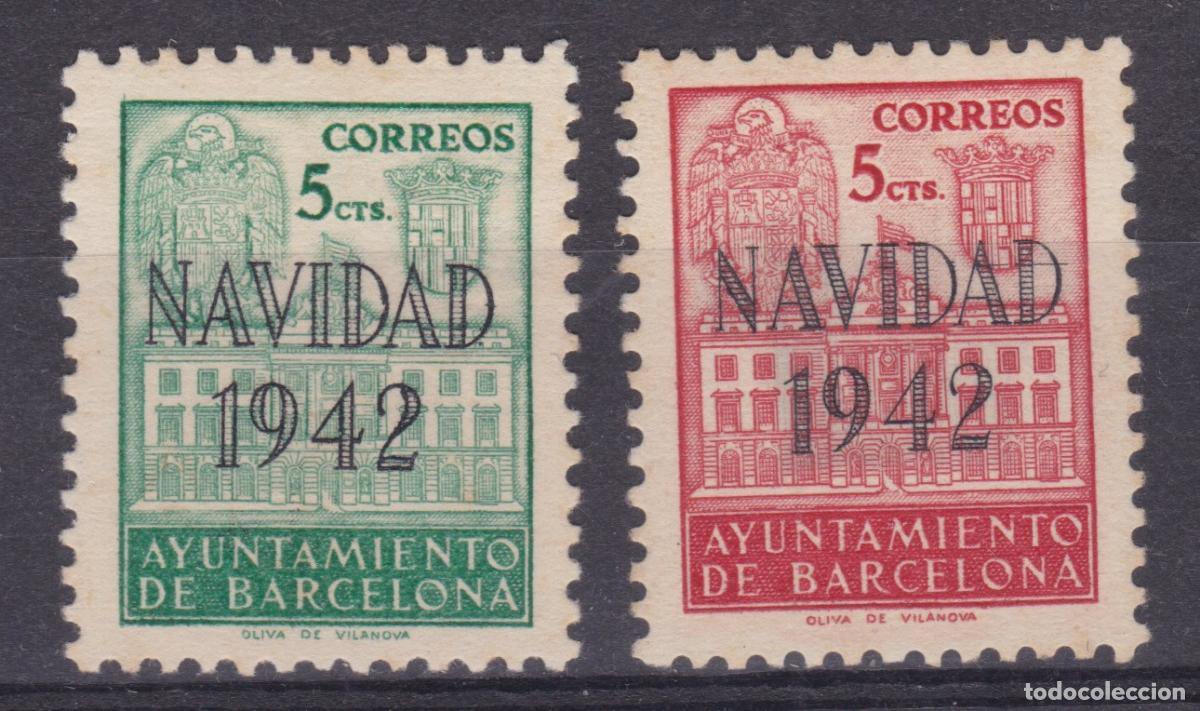 Sellos: SS9- Ayuntamiento Barcelona SSellos Hojita NAVIDAD 1942 Edifil SH 40/41 . **/* LUJO