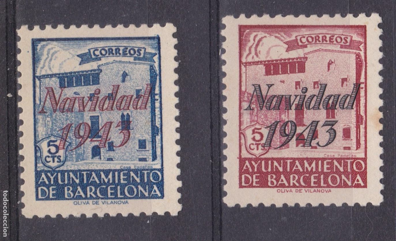 Sellos: SS10- Ayuntamiento Barcelona Sellos Hojita NAVIDAD 1943 Edifil SH 53/54 . ** sin fijasellos