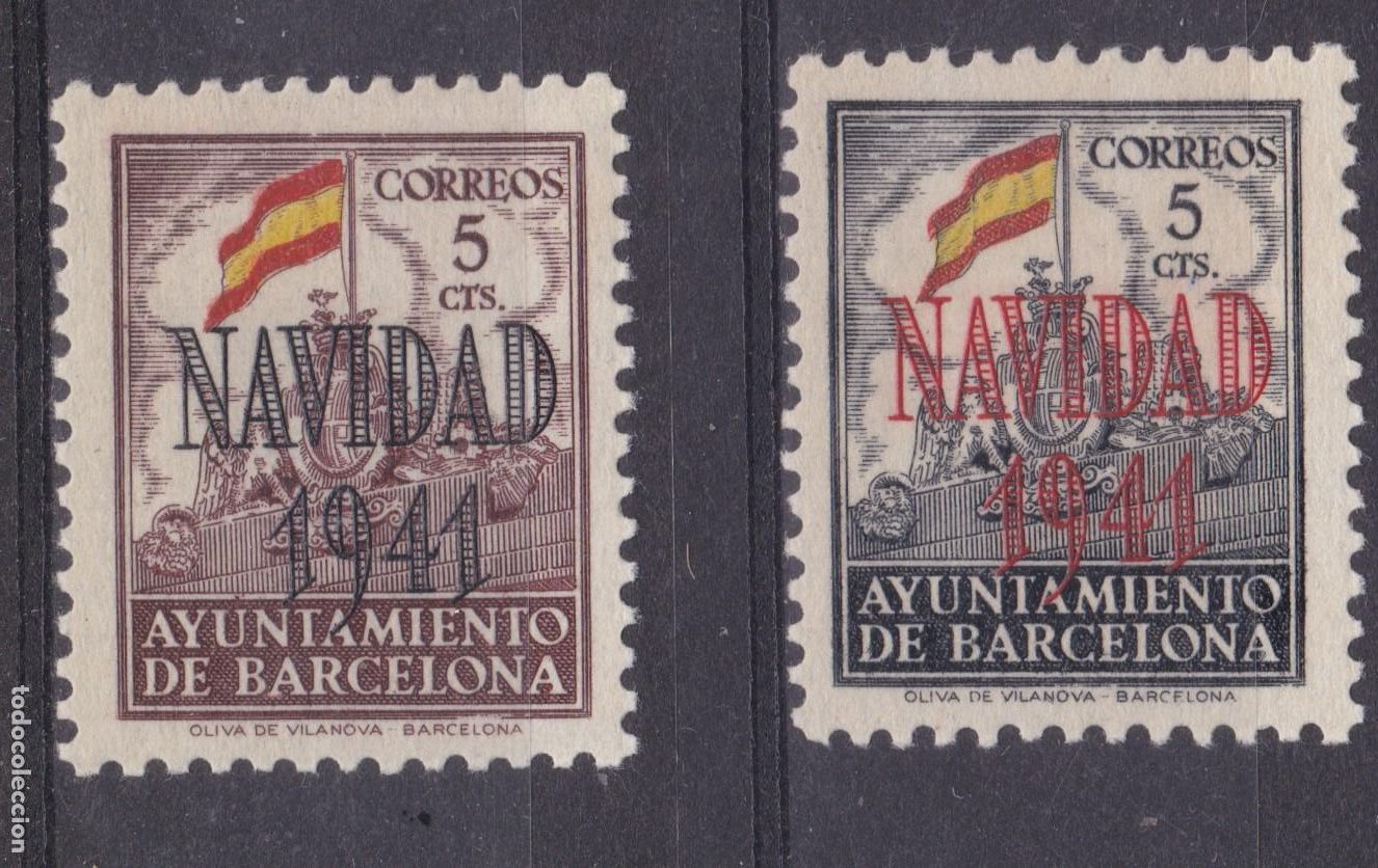 Sellos: SS10- Ayuntamiento Barcelona Sellos Hojita NAVIDAD 1941 Edifil SH 31/32 . ** sin fijasellos. LUJO