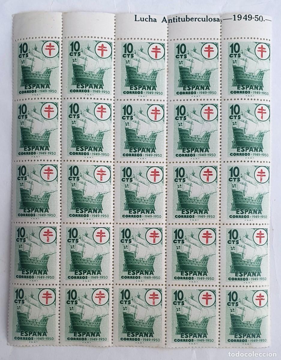 Sellos: SELLOS DE ESPA&Ntilde;A 1949. PRO TUBERCULOSOS. 25 SELLOS DE 10 CENTIMOS.