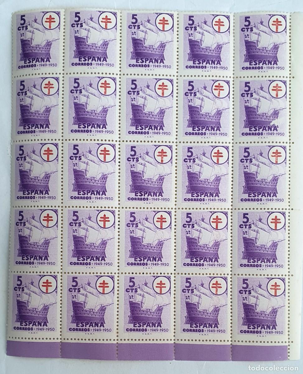 Sellos: SELLOS DE ESPA&Ntilde;A 1949. PRO TUBERCULOSOS. 25 SELLOS DE 5 CENTIMOS.