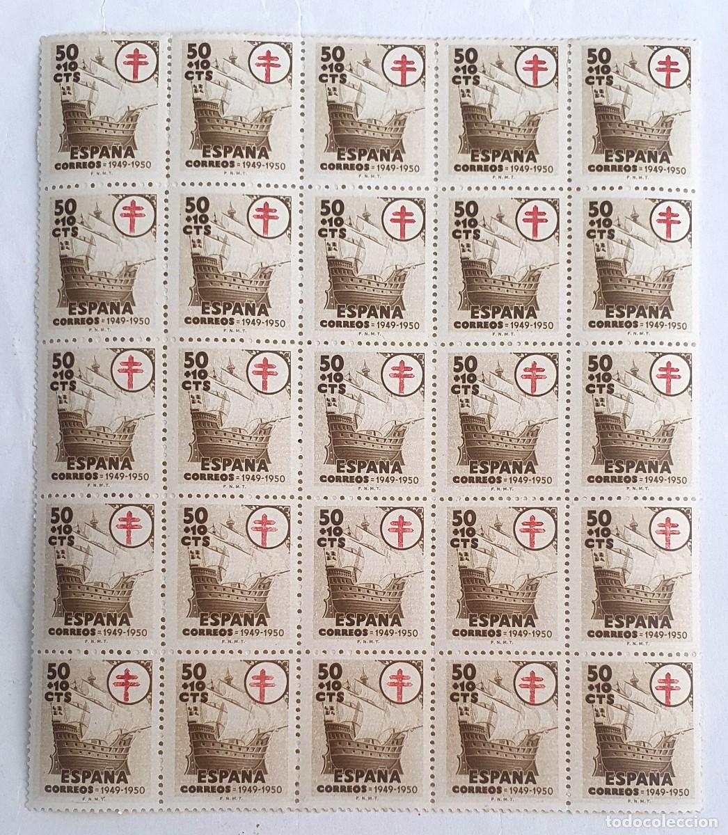 Sellos: SELLOS DE ESPA&Ntilde;A 1949. PRO TUBERCULOSOS. 25 SELLOS DE 50 CENTIMOS.