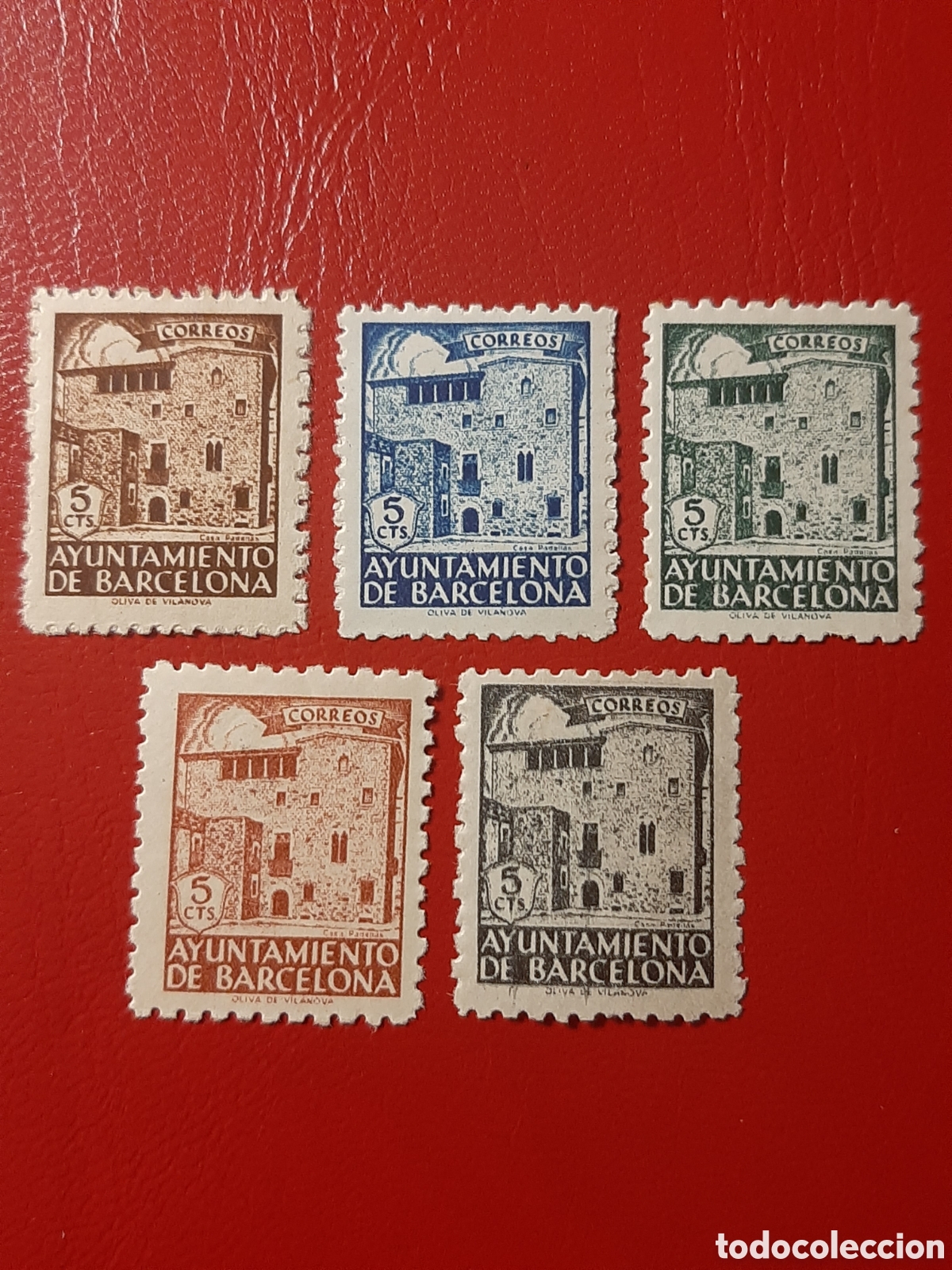 Sellos: Barcelona. Edifil 42/46. Casa Padellas. A&ntilde;o 1943.