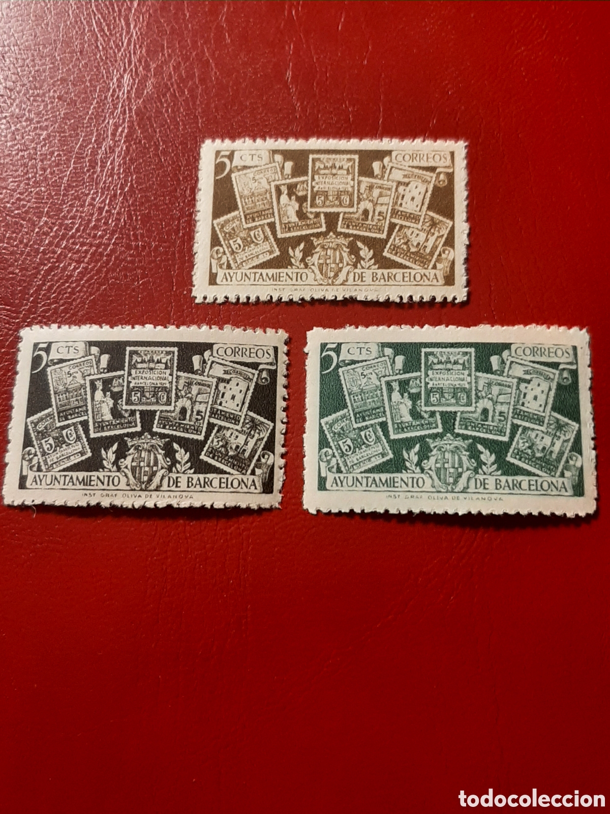 Sellos: Barcelona. Edifil 69/71. A&ntilde;o 1945.