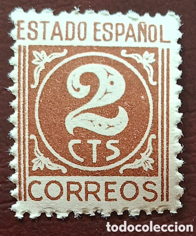 Sellos: Espa&ntilde;a 1940 - Cifras y Cid - Edifil 915, 2 c. cast. rojizo - Nuevo sin fijasellos