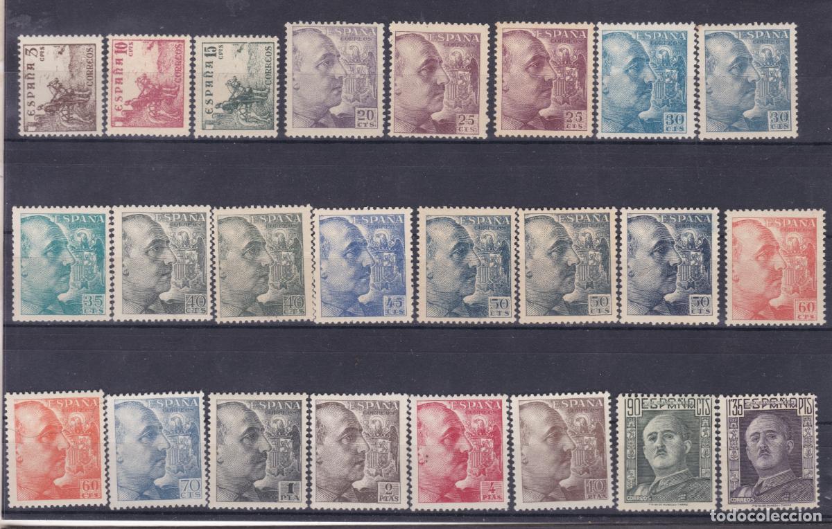 Sellos: FC4-143-FRANCO CID Edifil 1044/61 Nuevos ** Sin Fijasellos. VARIEDADES. Incluye 25 Cts LILA OSCURO