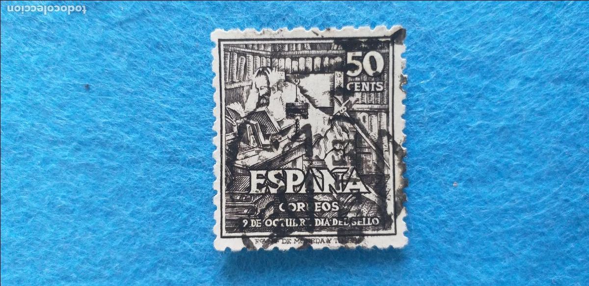 Sellos: USADO. EDIFIL 1012. A&ntilde;o 1947. IV Centenario de la muerte de Cervantes.