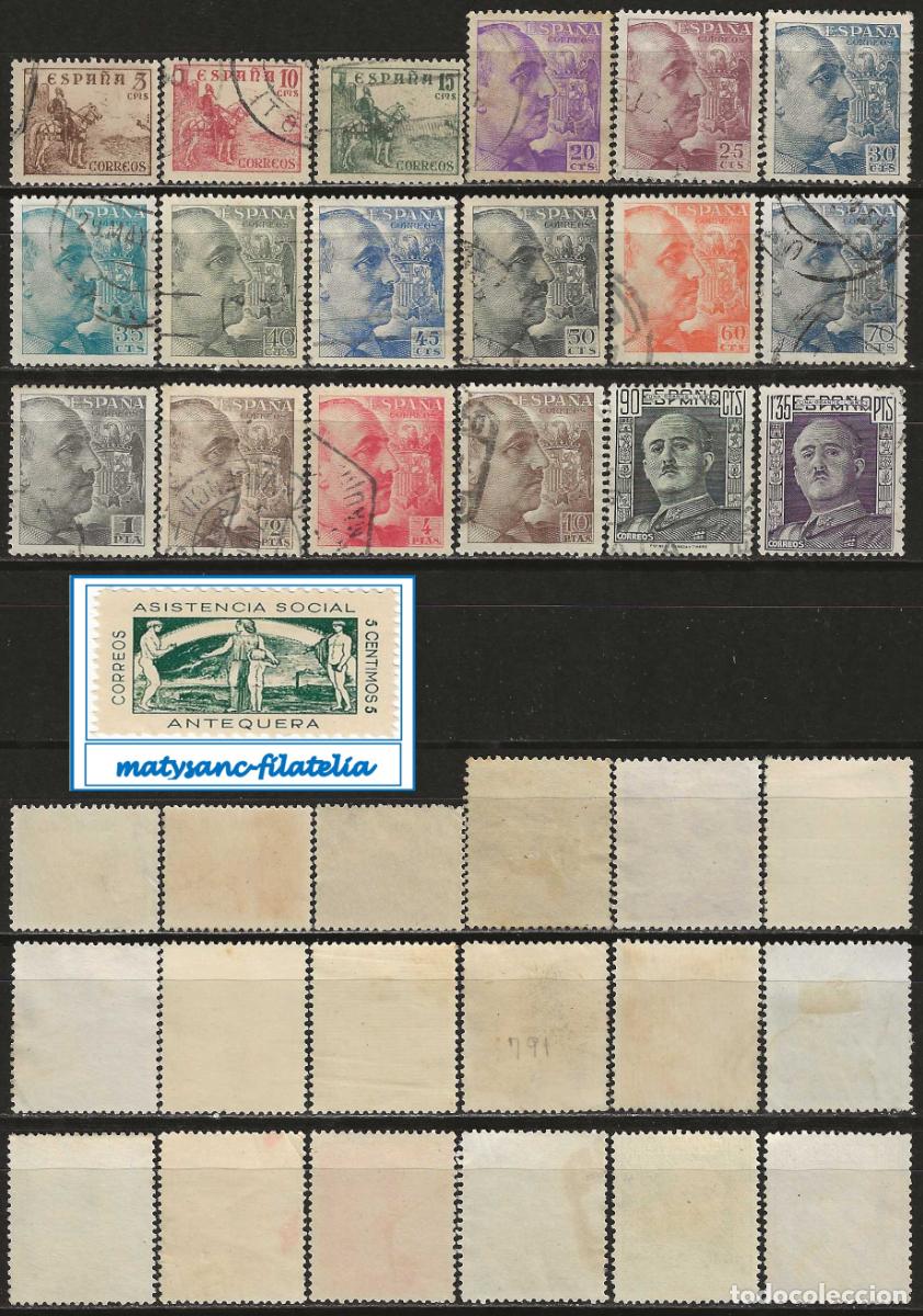Sellos: ESPA&Ntilde;A 1949-1953. EDIFIL 1044/1061. SERIE COMPLETA &rdquo;CID Y GENERAL FRANCO&rdquo;. USADA. LIMPIA.