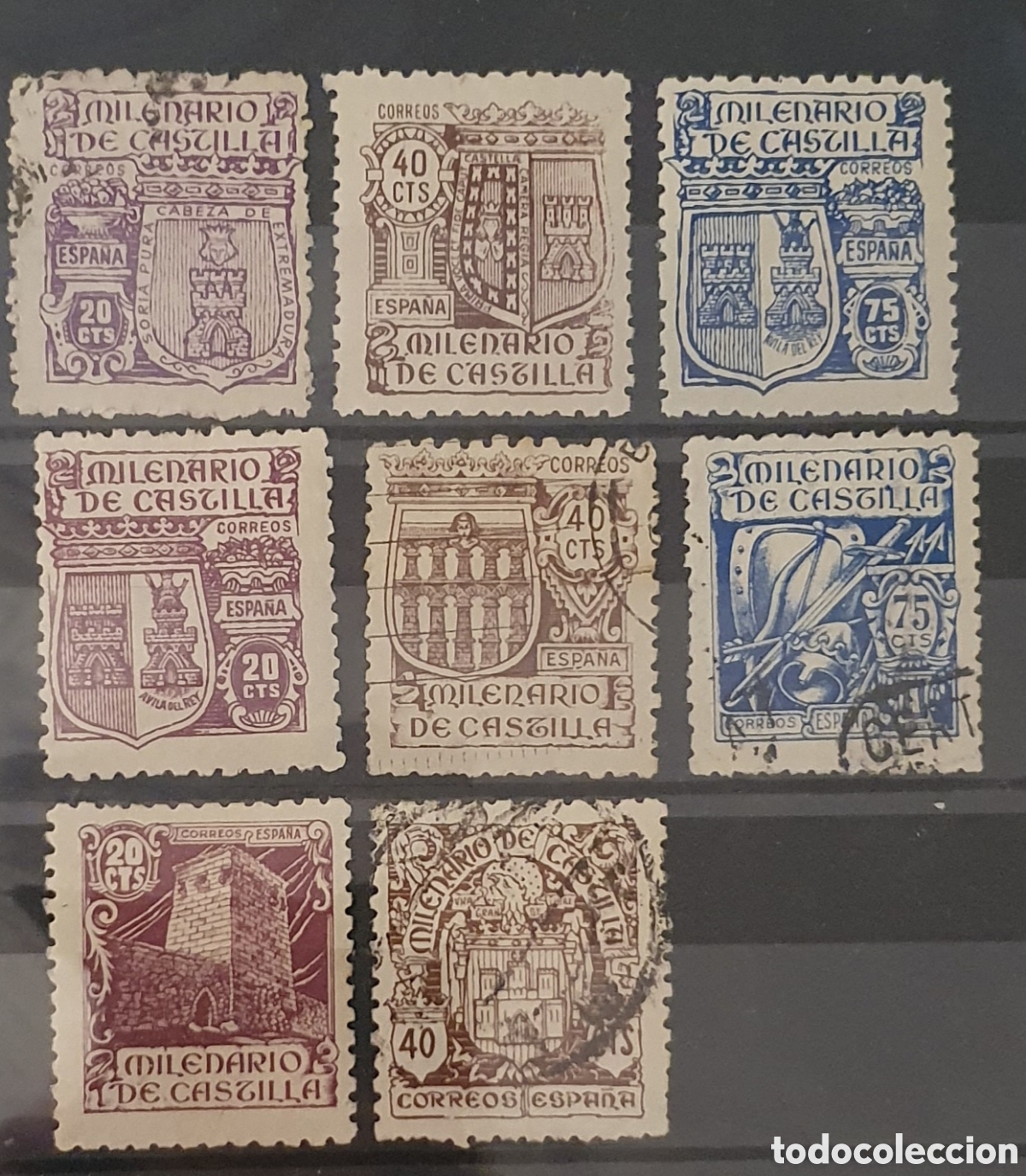 Sellos: 1944 Milenario de Castilla. Edifil 974, 975, 976, 977, 978, 979, 980, 981