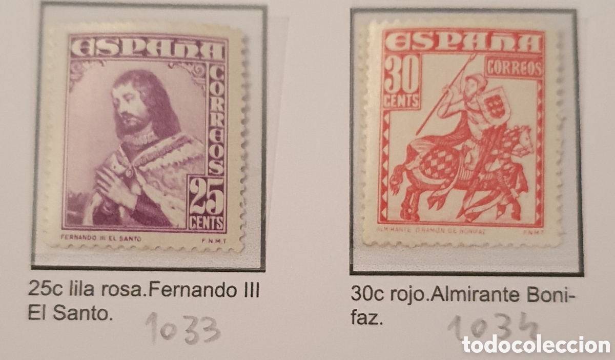 Sellos: 1948 personajes serie completa Edifil 1033 y 1034