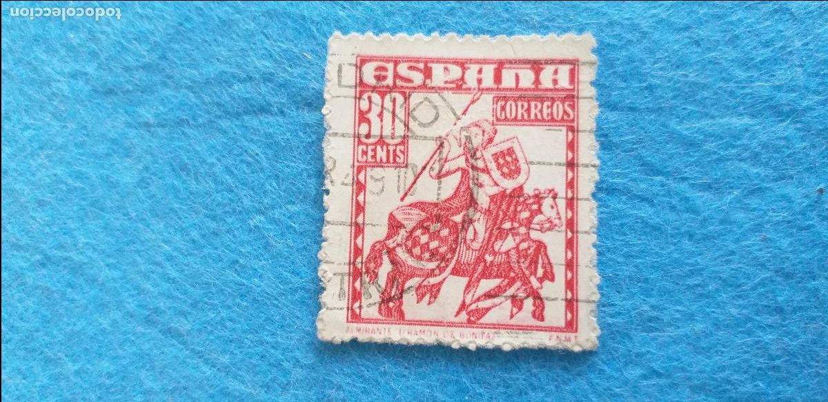 Sellos: USADO. A&Ntilde;O 1948. EDIFIL 1034. PERSONAJES. ALMIRANTE BONIFAZ.