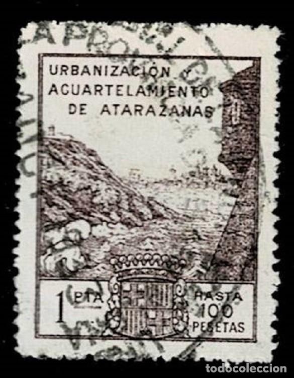 Stamps: 0410 Fiscal URBANIZACION Y ACUARTELAMIENTO DE ATARAZANAS Valor 1 Pta. Color CASTA&Ntilde;O Usado VER