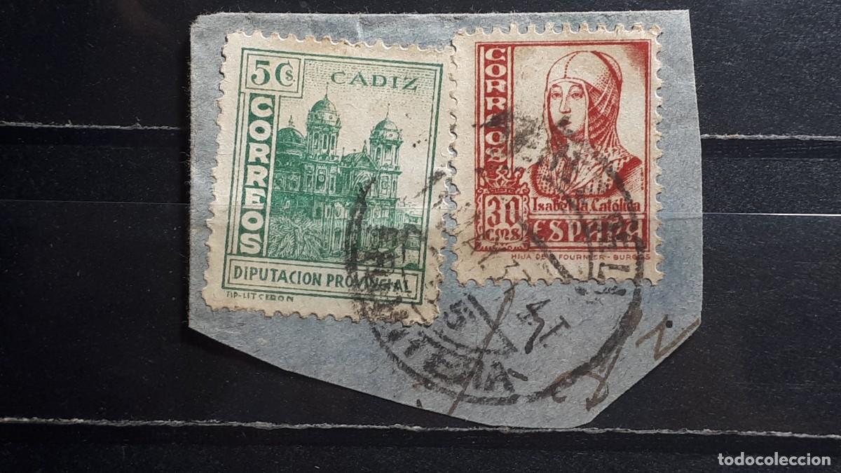 Sellos: ESPA&Ntilde;A. A&Ntilde;O 1938. &deg;. EDIFIL 857. Y LOCAL DE C&Aacute;DIZ