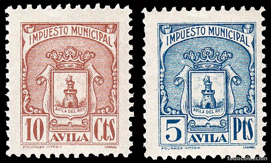 Sellos: &Aacute;vila - Vi&ntilde;etas - S/Cat ** - 2 vi&ntilde;etas &rdquo;Impuesto Municipal&rdquo;