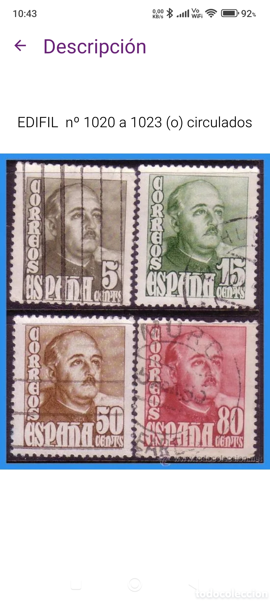 Sellos: 1948 General Franco, EDIFIL n&ordm; 1020 a 1023 (o)