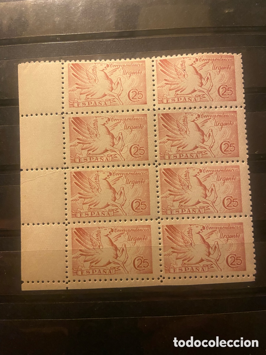 Sellos: Pegaso. Edifil 952. MNH bloque de 8 con bandeleta.