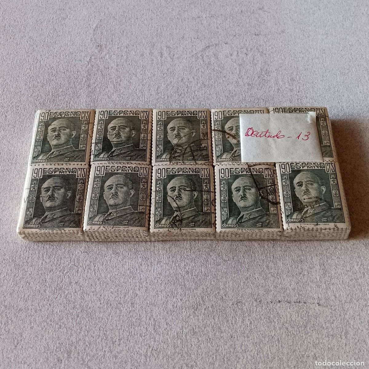 Sellos: FRANCO 90c. 1949. 1.000 sellos Matasello. Edifil. 1060 + OBSEQUIO