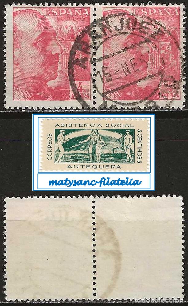 Sellos: ESPA&Ntilde;A 1949-1953. EDIFIL 1058. BLOQUE DE DOS VALOR DE 4 P &rdquo;GENERAL FRANCO&rdquo;. USADOS.