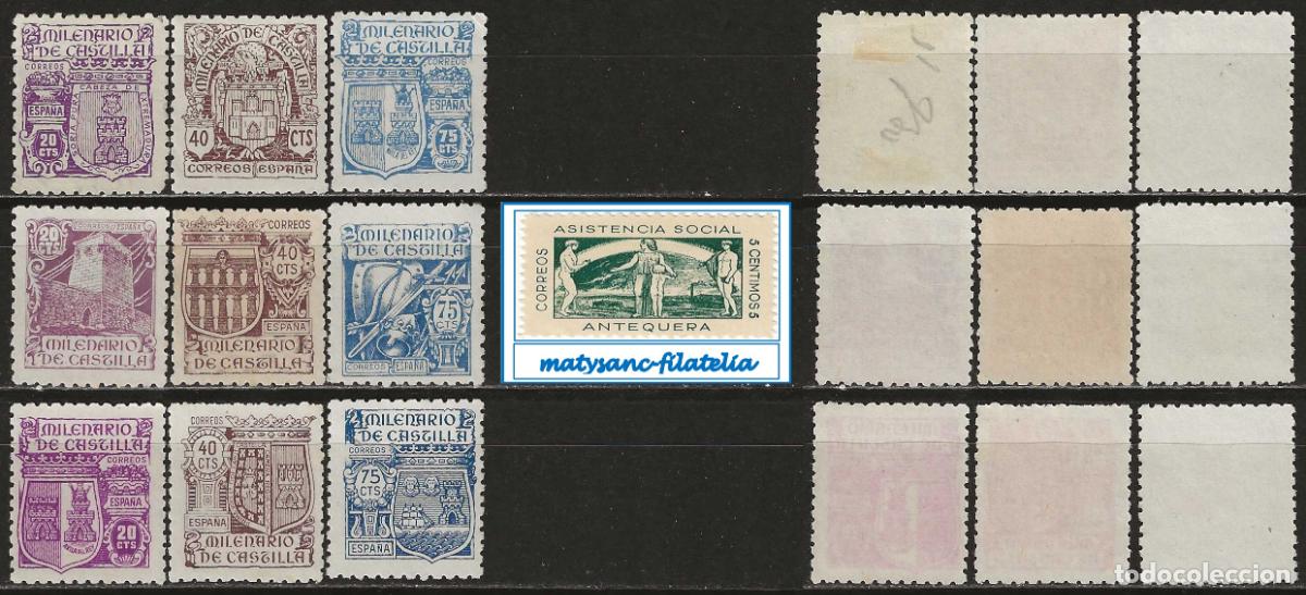 Sellos: ESPA&Ntilde;A 1944. EDIFIL 974/982. SERIE COMPLETA &rdquo;MILENARIO DE CASTILLA&rdquo;. VER CARCTER&Iacute;STICAS.