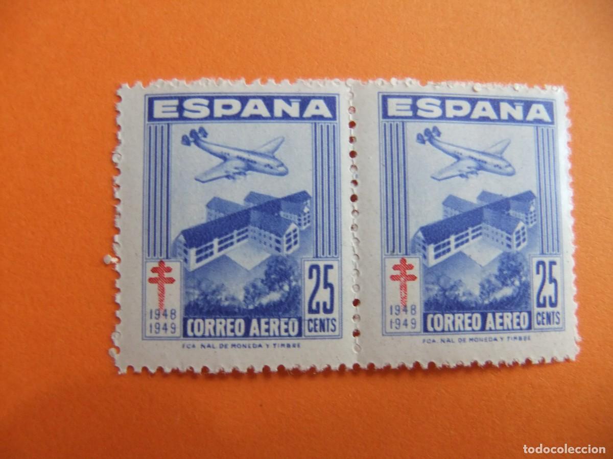 Sellos: 34 ESPA&Ntilde;A 1948 / PRO TUBERCULOSOS / EDIFIL PA1043 MNH aereo