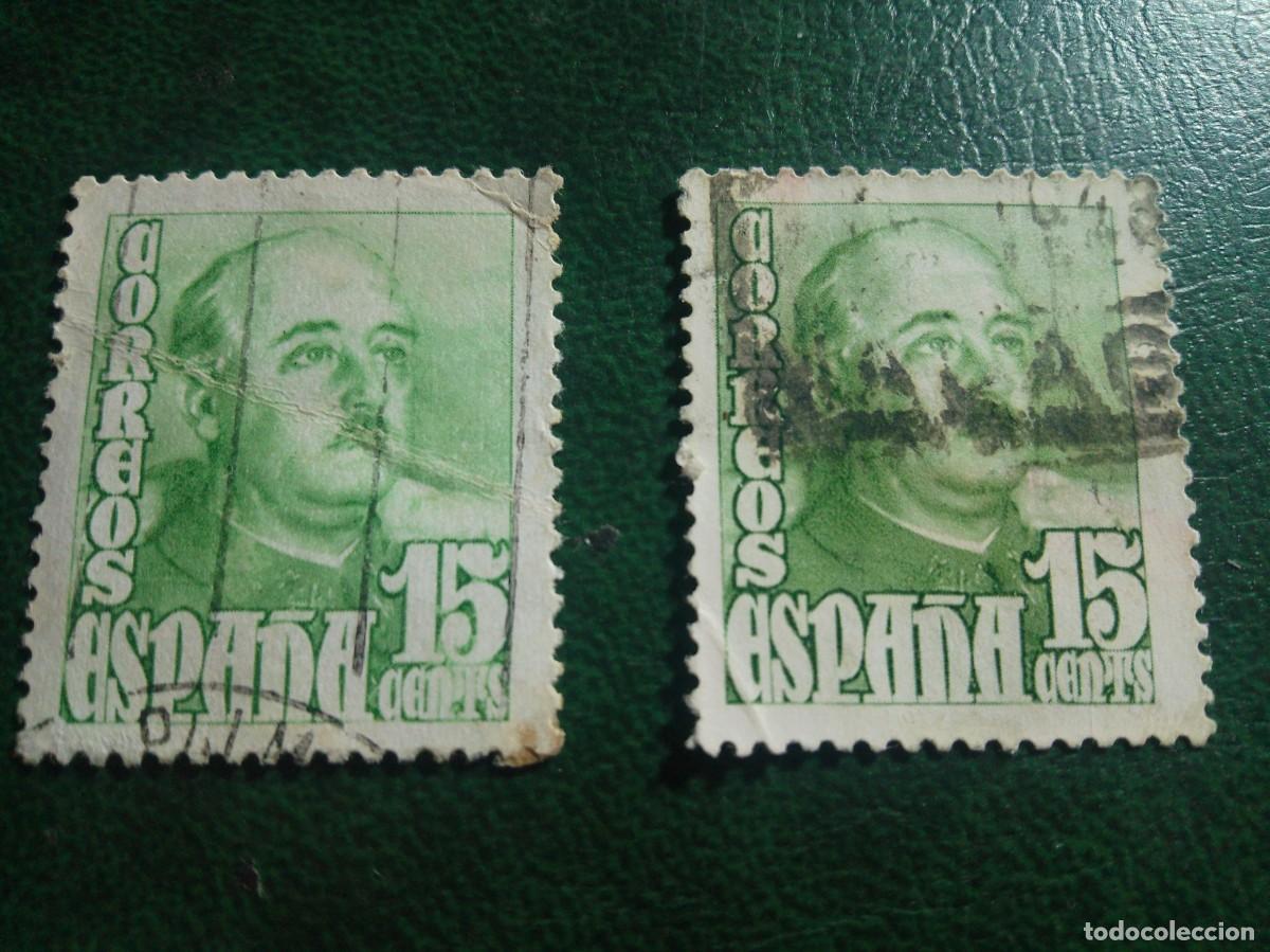 Sellos: FRANCO 15 CTMOS CENTIMOS EDIFIL 1021. ESPA&Ntilde;A USADO X 2