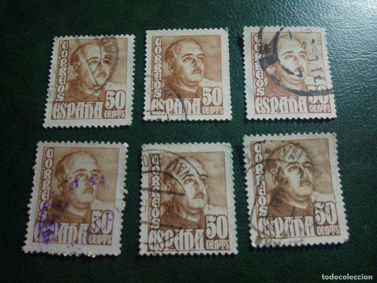 Sellos: FRANCO 50 CTMOS CENTIMOS EDIFIL 1022.. ESPA&Ntilde;A USADO X 6