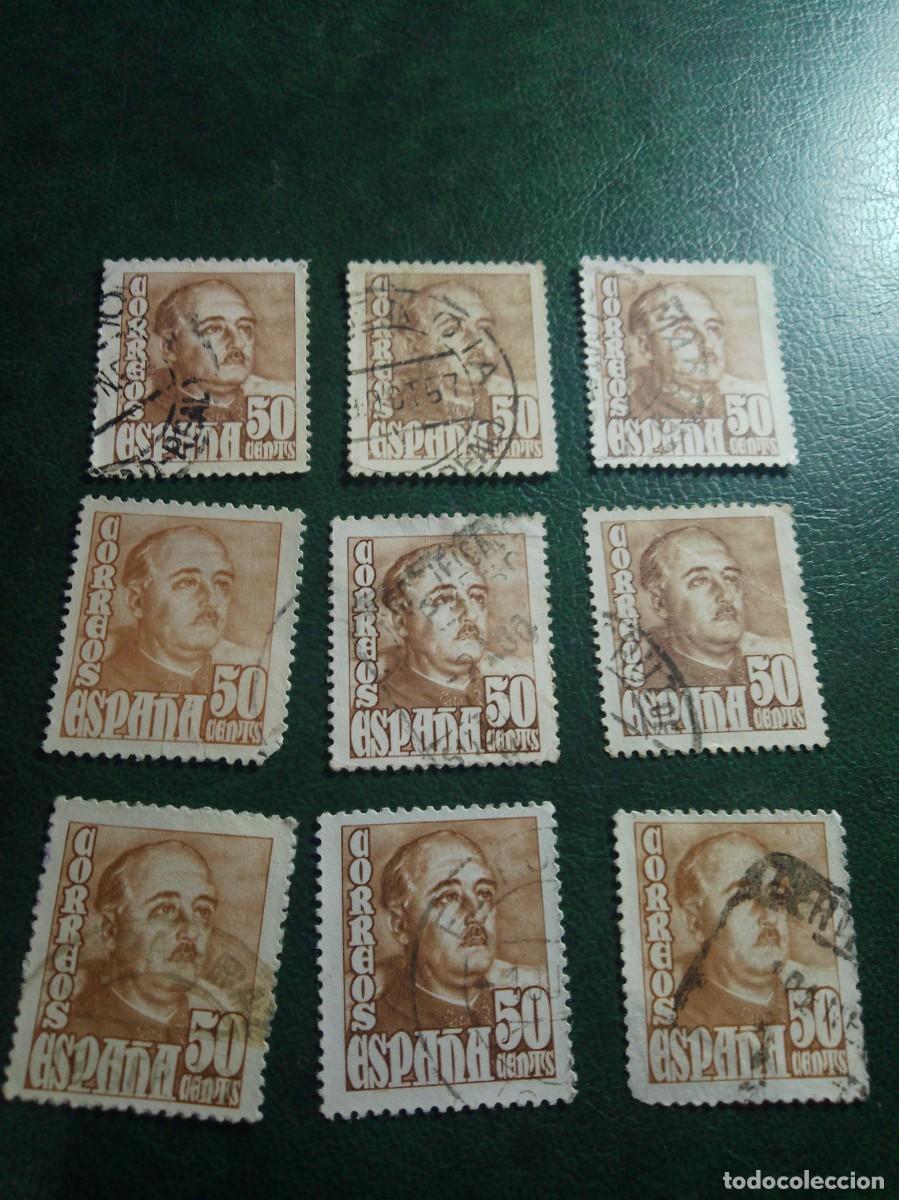 Sellos: FRANCO 50 CTMOS CENTIMOS EDIFIL 1022.. ESPA&Ntilde;A USADO X 9