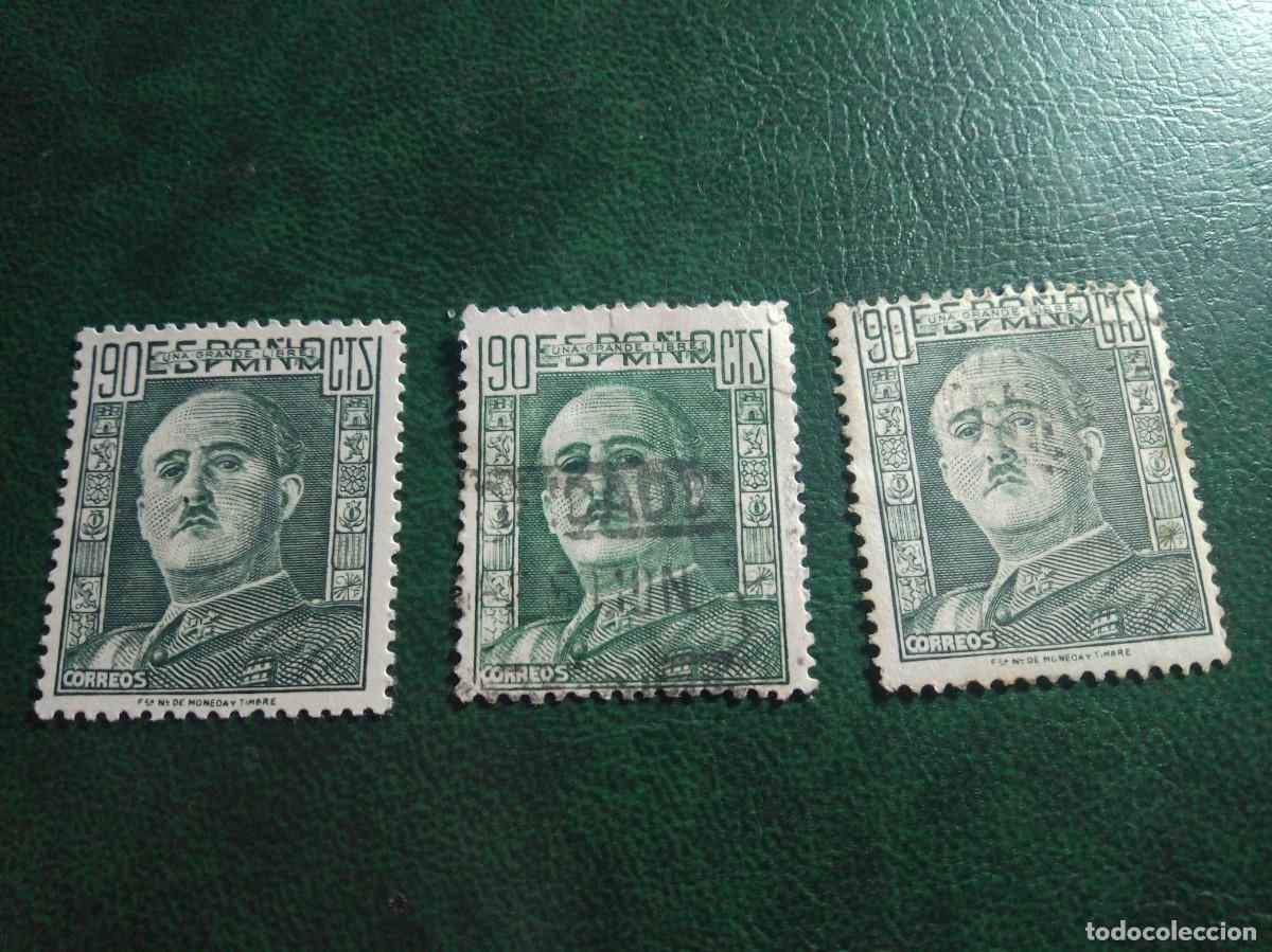 Sellos: FRANCO 90 CTMOS C&Eacute;NTIMOS 1949. EDIFIL 1060.. ESPA&Ntilde;A USADO X 3