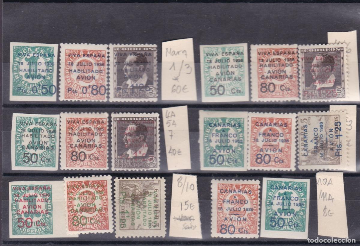 Sellos: FC4-2- Guerra Civil Locales CANARIAS x 6 Series Edifil 1/13. Nuevos* . 170 euros . Buena Calidad