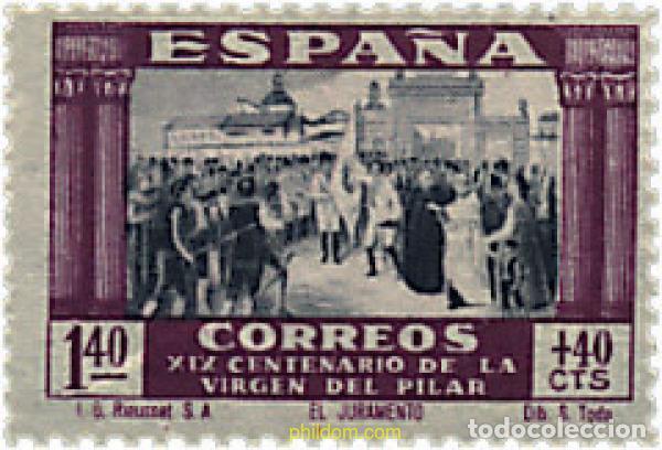 Sellos: 209095 MNH ESPA&Ntilde;A 1940 19 CENTENARIO DE LA VENIDA DE LA VIRGEN DEL PILAR A ZARAGOZA