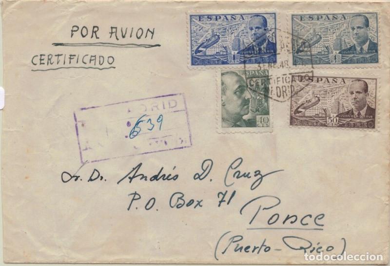 Sellos: FA5162. 1948, Correo certificado de Madrid a Ponce (Puerto Rico)
