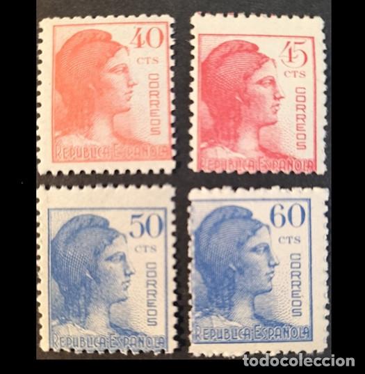 Sellos: Edifil 751-754 Centrados MNH serie completa Espa&ntilde;a 1938 Alegoria de la Republica
