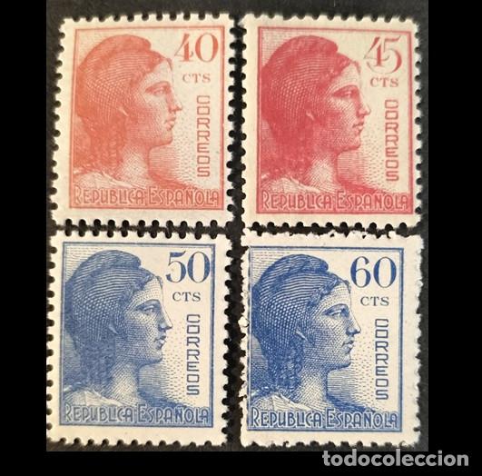 Sellos: Edifil 751-754 Centrados MNH serie completa Espa&ntilde;a 1938 Alegoria de la Republica