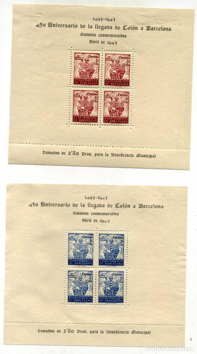 Sellos: XS- BARCELONA 1943 Hojitas Bloque Col&oacute;n Edifil 51-52 MH* Leed descripci&oacute;n