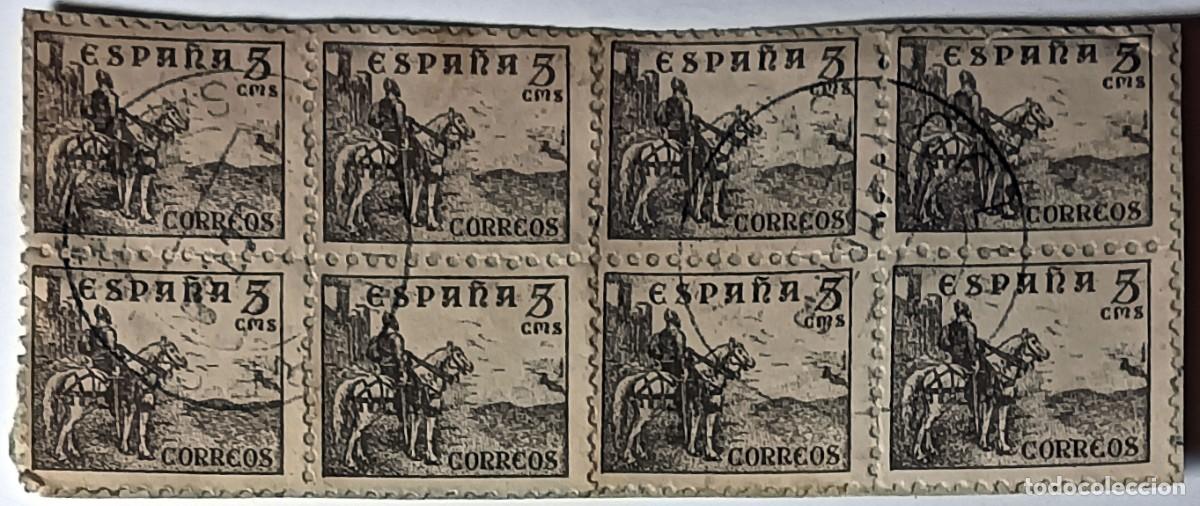 Sellos: SELLO ESPA&Ntilde;A 5 C&Eacute;NTIMOS &rdquo;EL CID CAMPEADOR&rdquo; BLOQUE DE 8 MATASELLADO - A&Ntilde;OS 1939