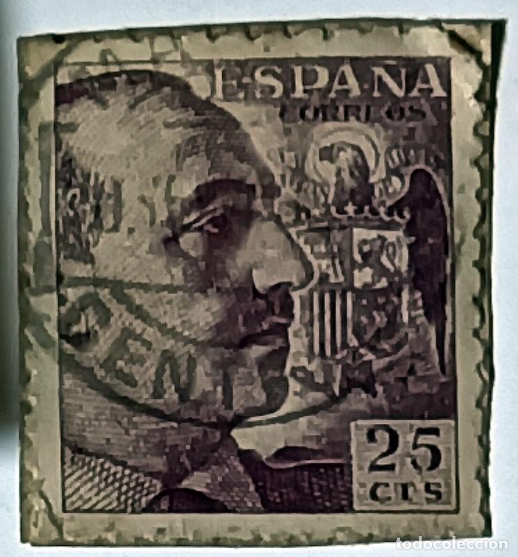 Sellos: SELLO ESPA&Ntilde;A 25 C&Eacute;NTIMOS &rdquo;GENERAL FRANCO&rdquo; MATASELLADO - A&Ntilde;OS 1939