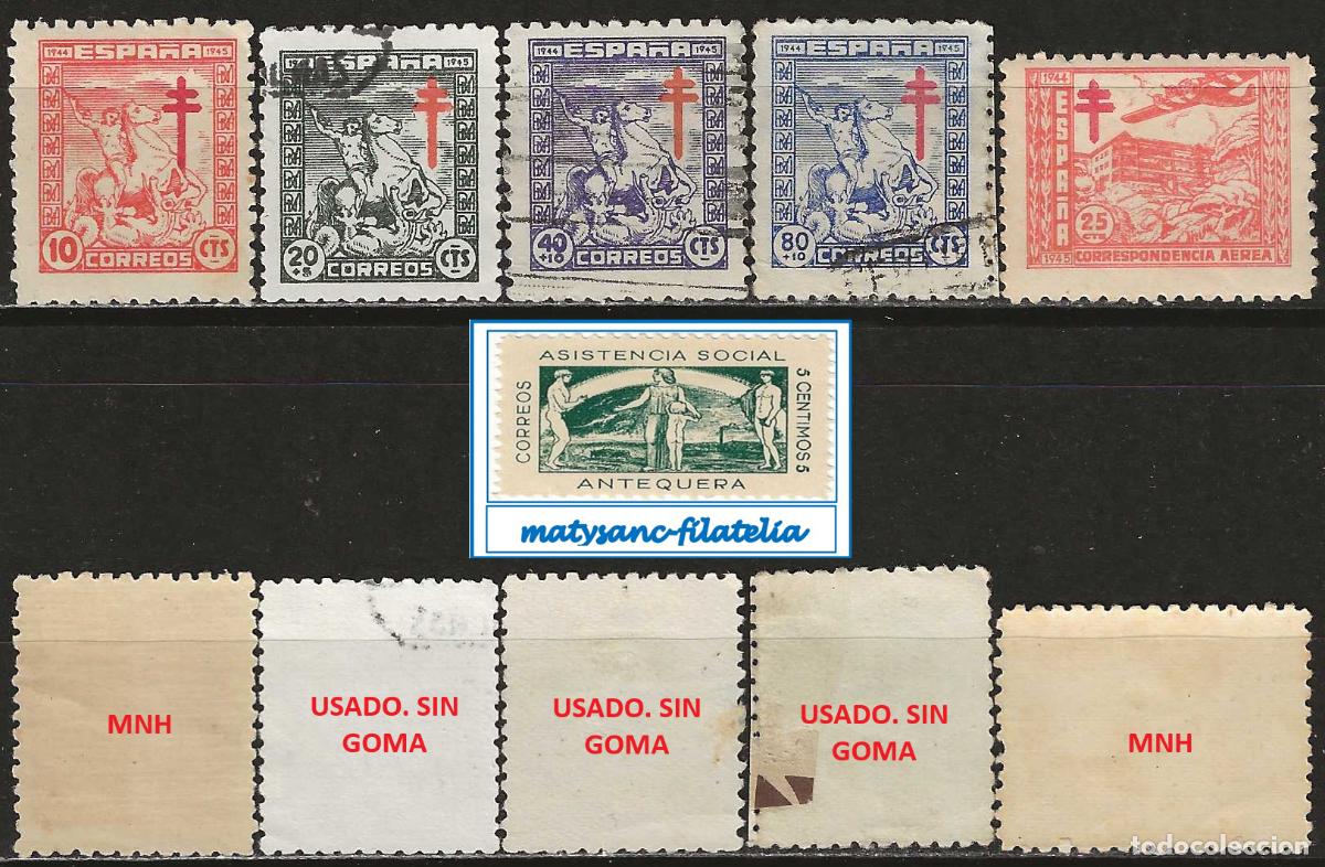 Sellos: ESPA&Ntilde;A 1944. EDIFIL 984/988. SERIE COMPLETA &rdquo;PRO TUBERCULOSOS&rdquo;. VER DESCRIPCI&Oacute;N.