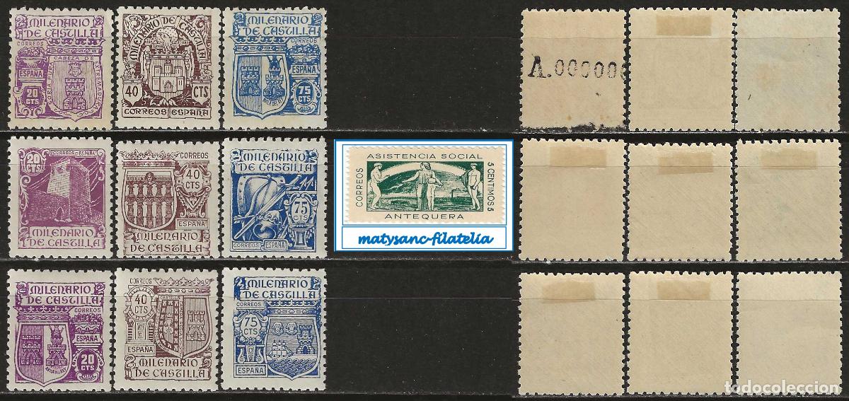 Selos: ESPA&Ntilde;A 1944. EDIFIL 974/982. SERIE COMPLETA &rdquo;MILENARIO DE CASTILLA&rdquo;. MNH***