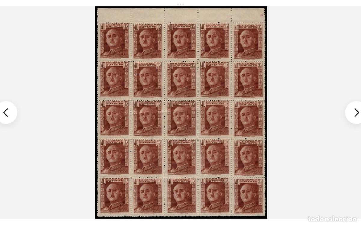 Timbres: ESPA&Ntilde;A -1942 - EDIFIL 953 - BLOQUE D 25 -Efigie Franco.40 cts - MNH** - NUEVOS