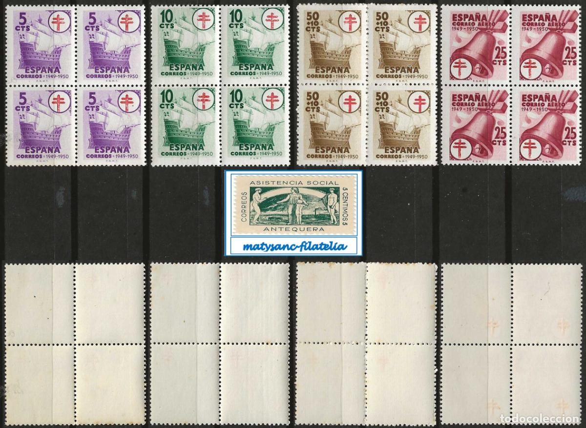 Sellos: ESPA&Ntilde;A 1949. EDIFIL 1066/1069 EN BLOQUE DE 4. &rdquo;PRO TUBERCULOSOS&rdquo;. VER CARACTER&Iacute;STICAS.