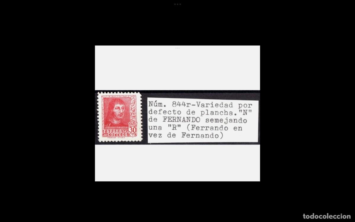 Stamps: 1938- EDIFIL 844r - VARIEDAD DE REPORTE - LA &rdquo;N&rdquo; de Fernando es R -pone Ferrando- MNH**