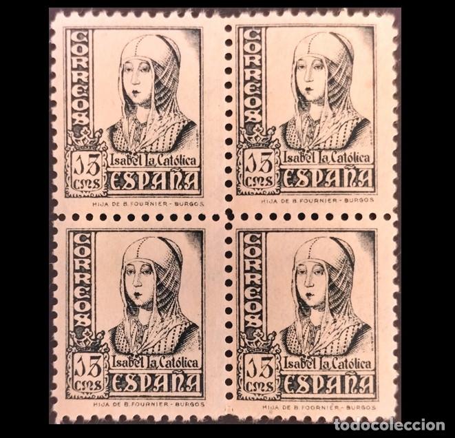 Selos: BLOQUE DE 4 Edifil 820 nuevo sin fija sellos MNH Espa&ntilde;a 1937 40 AUTENTICOS Cifras Cid e Isabel
