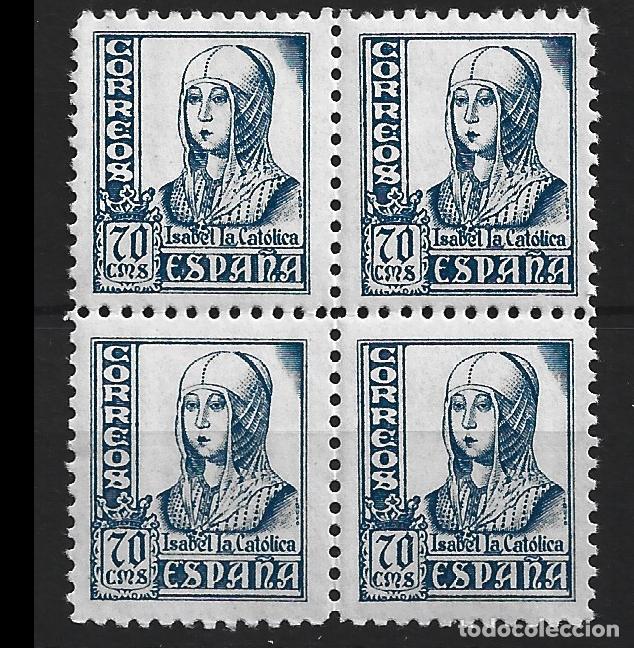 Timbres: BLOQUE DE 4 Edifil 827 MNH ** SIN FIJA SELLOS nuevos AUTENTICO Espa&ntilde;a 1936 1937 Cifras Cid e Isabel