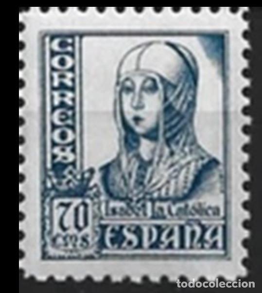 Sellos: Edifil 827 SIN FIJASELLOS MNH Cifras Cid e Isabel sello Espa&ntilde;a a&ntilde;o 1937-1940