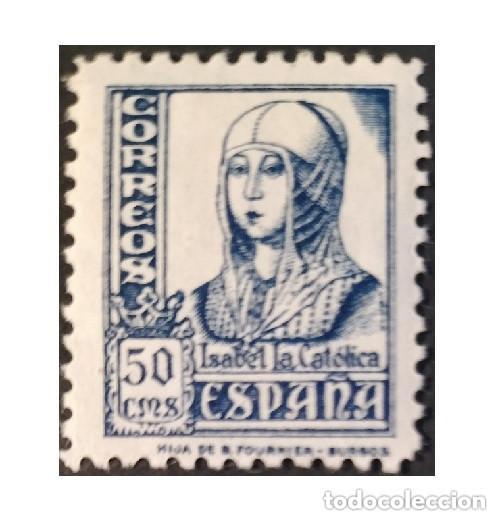 Sellos: Edifil 825 SIN FIJASELLOS MNH Cifras Cid e Isabel sello Espa&ntilde;a a&ntilde;o 1937-1940